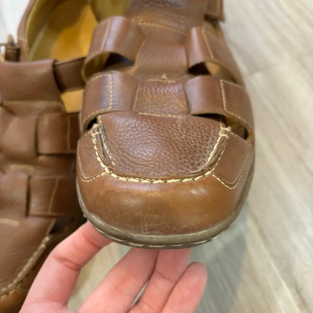 Sandro Comfort Soft Gel Casual Shoes #100035 Brown Leather Mens Size 12 D Sandal
